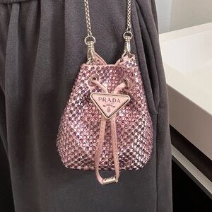 Prada Embellished Satin Mini Pouch